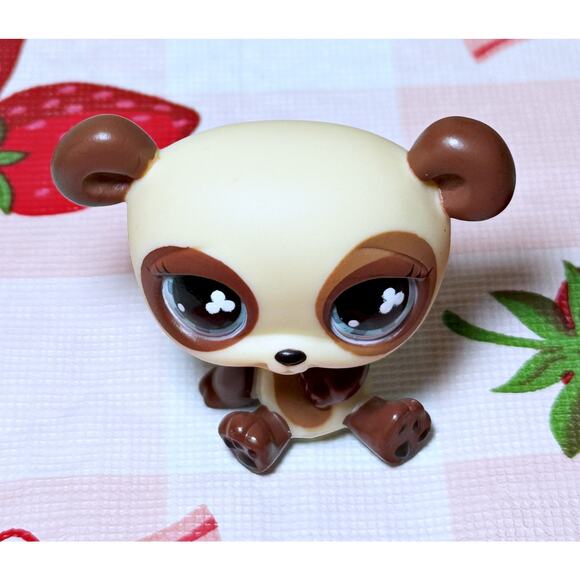 Authentic Littlest Pet Shop LPS #612 Euro Teddy Panda Bear Aqua Clover Eyes - Picture 5 of 8